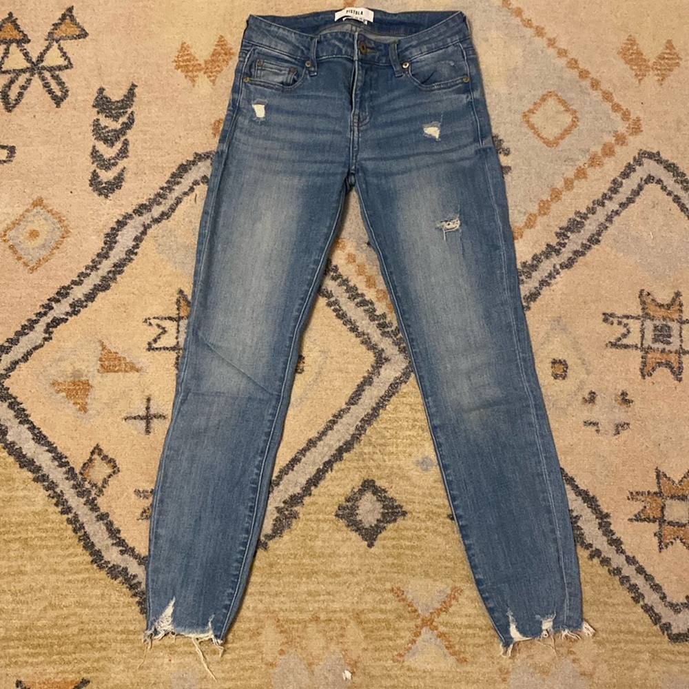 Pistola Cropped Distressed Jeans